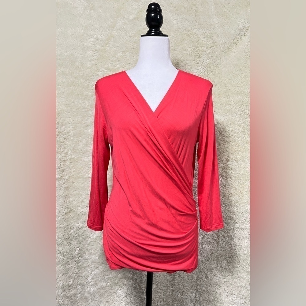Maxmara Soft Jersey Faux Wrap 3/4 Sleeve Tops